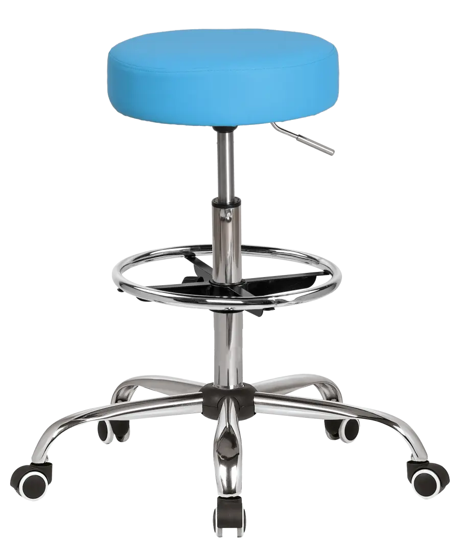 LZ 21SP EXT židle lékařská, HR sedák, kříž chrom, kruh pro nohy, ekokůže modrá